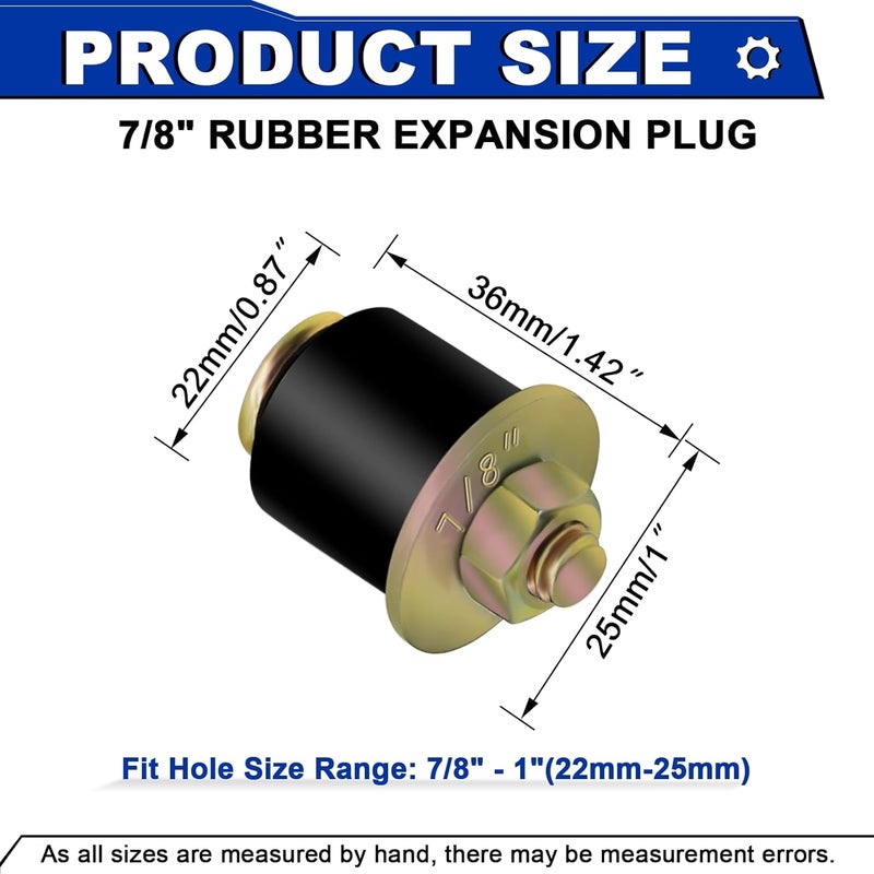 Daptemn 7/8" Expansion Rubber Freeze Plugs 8PCS Automotive Engine Expandable Freeze Rubber Plugs Fit Hole: 7/8" - 1" (22 mm - 25 mm) - Image 2